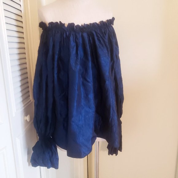 Iridescent Anna Konya Teal Peasant Blouse Medieval - Picture 5 of 7